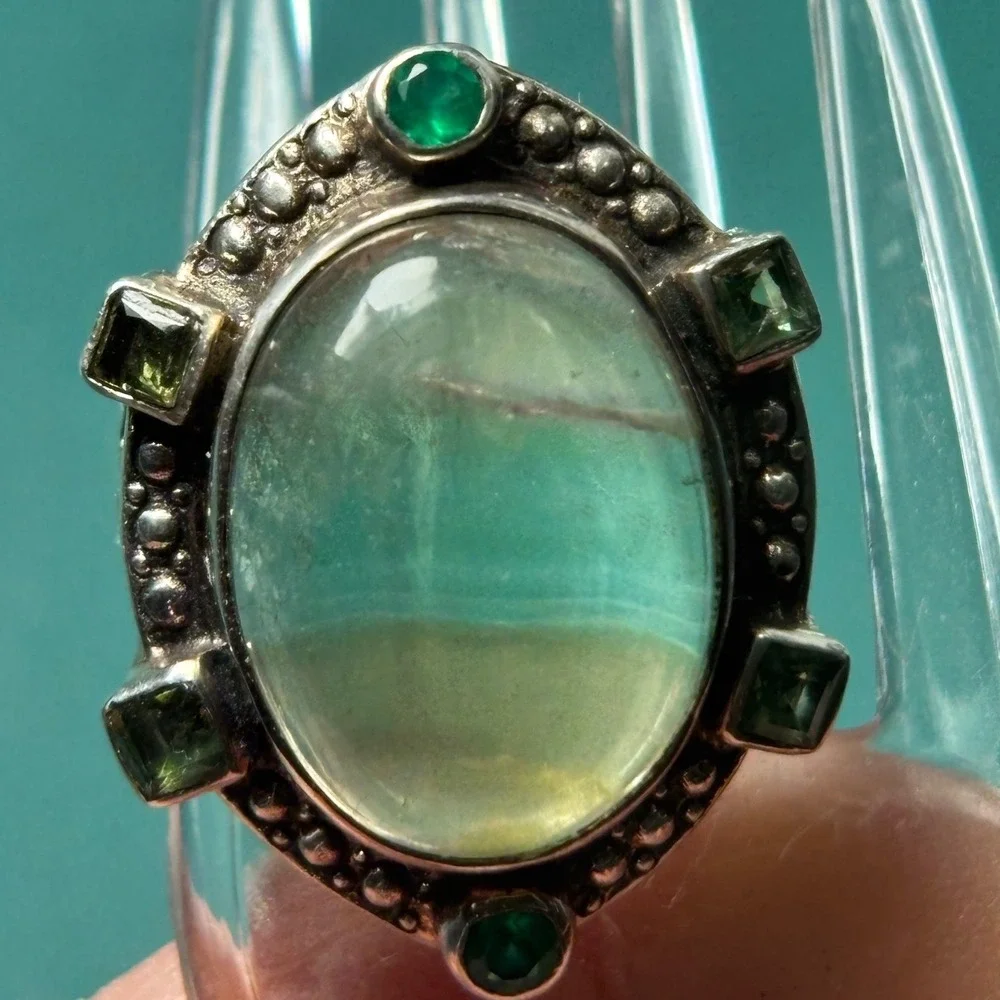 Nicky‎ Butler Sterling Silver Prehnite Peridot Emerald Statement Ring 925 Size 9